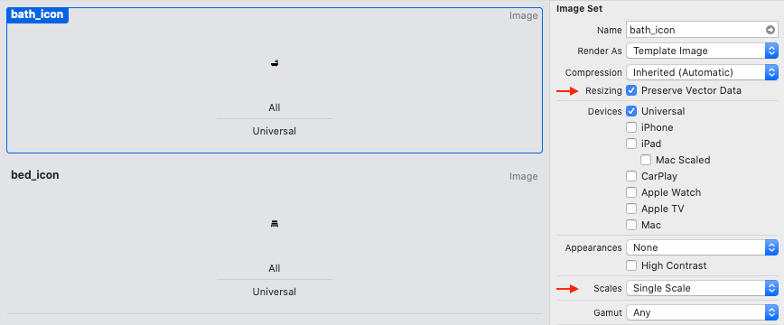 Example of an asset configuration with “Preserve Vector Data” checked.